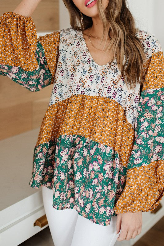 Multi Print Boho Top Shewin 