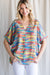 Multi Print V-Neck Boxy Top Jodifl 