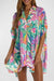 Multicolor Print Button-up Beach Cover Up Shewin 