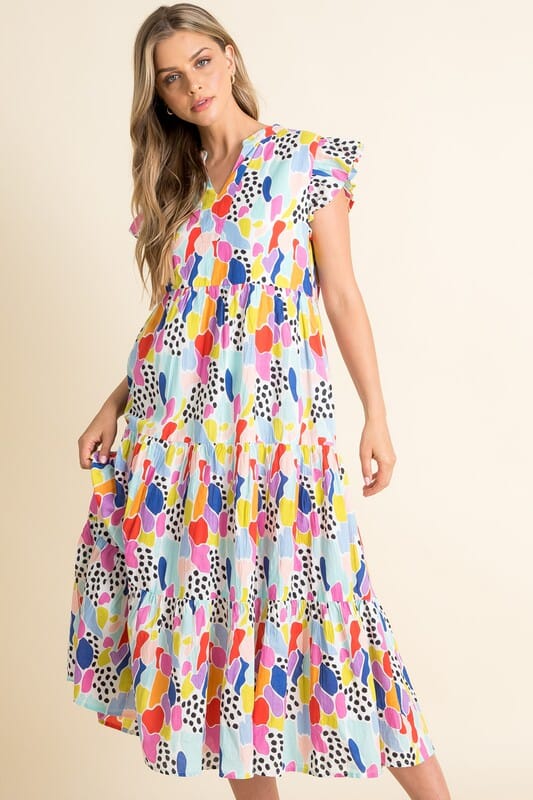 Multicolor Spotted Maxi Dress thml 