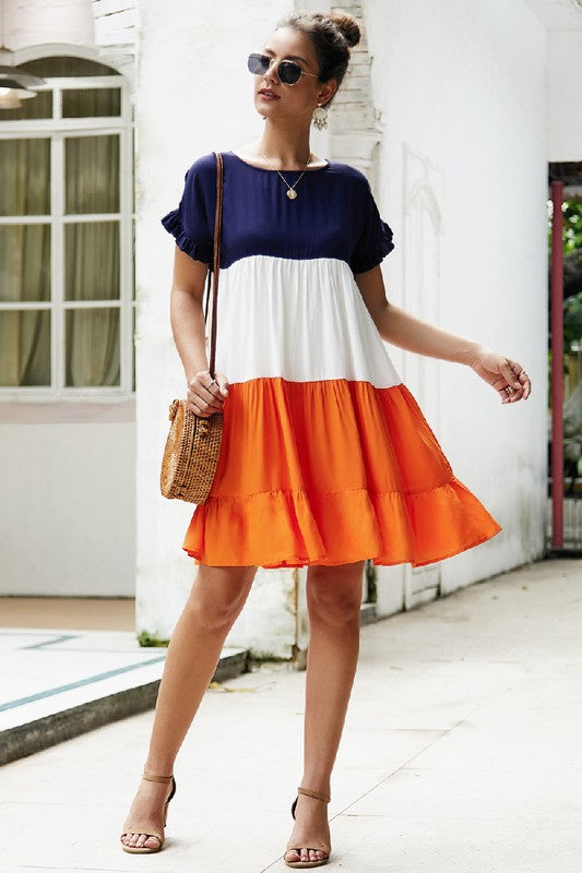 Navy dress with orange shoes online