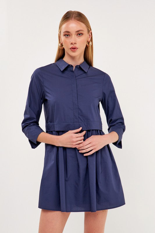 Navy Poplin Shirt Dress English Factory 