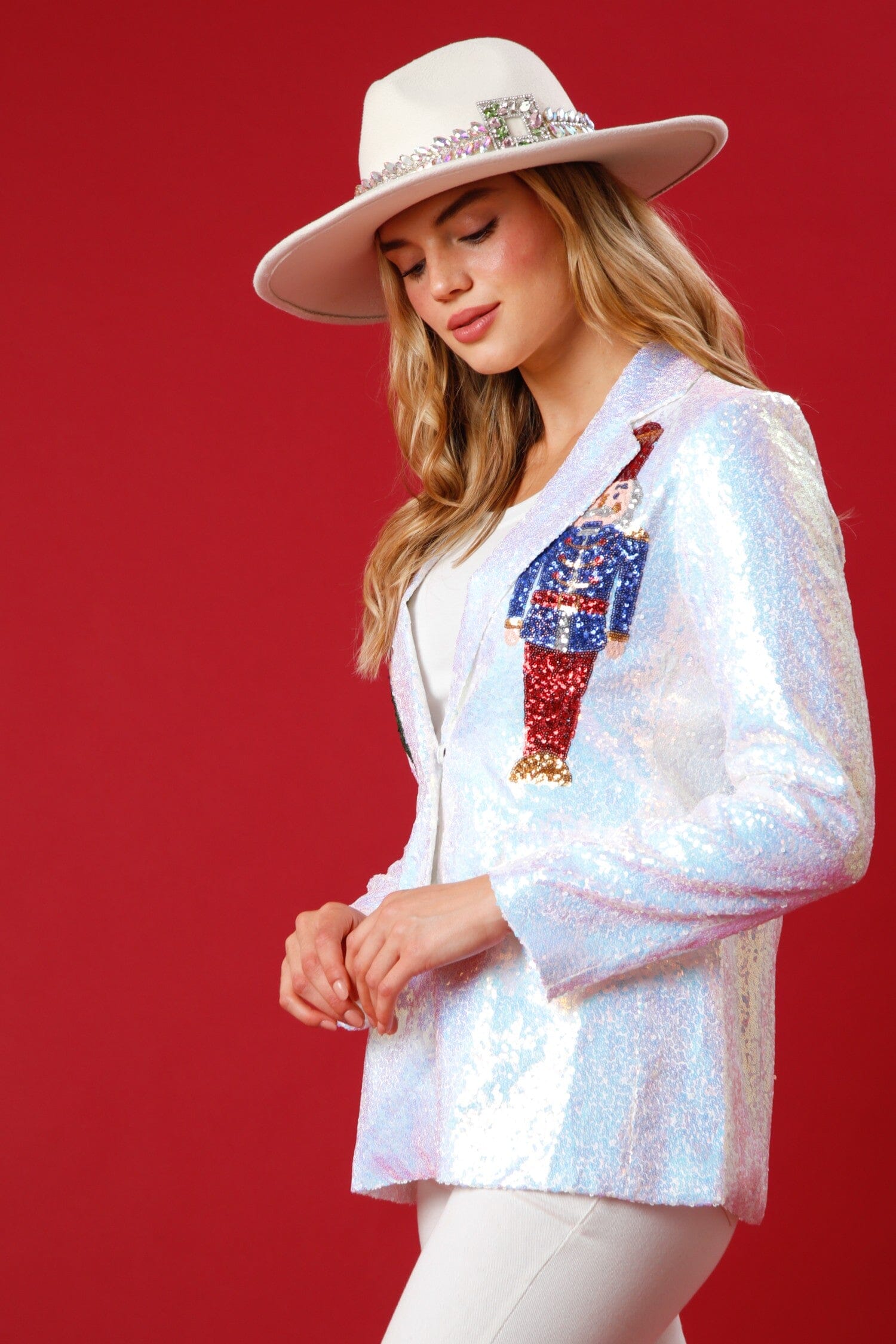 Nutrcacker Sequin Blazer fantastic fawn 