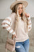 Oatmeal Striped Terry Pullover Sweater Shewin 