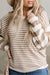 Oatmeal Striped Terry Pullover Sweater Shewin 