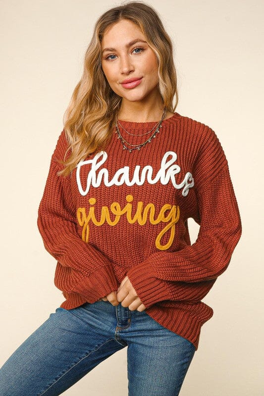 Orange Thanksgiving Script Sweater Haptics 