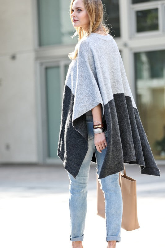 Oversize Charcoal Poncho mazik 