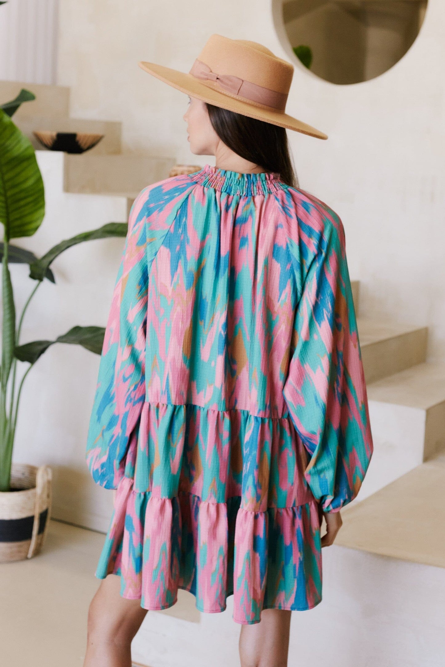 Paintbrush L/S Dress peach love california 