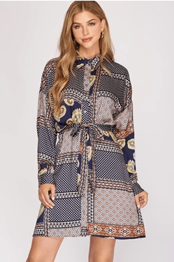 Paisley Patchwork Shirtdress she + sky 