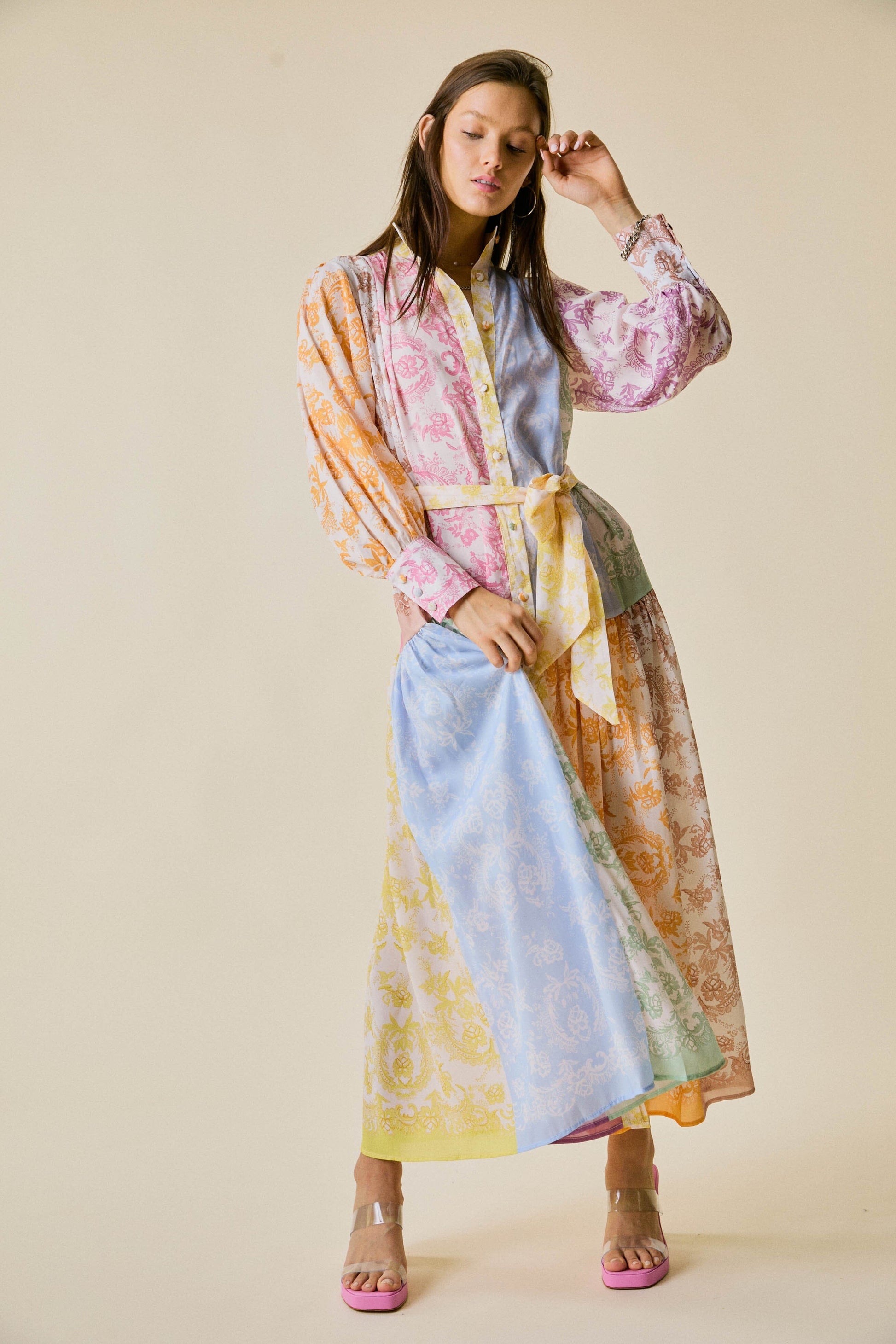 Pastel Colorblock Print Maxi Dress J.NNA 