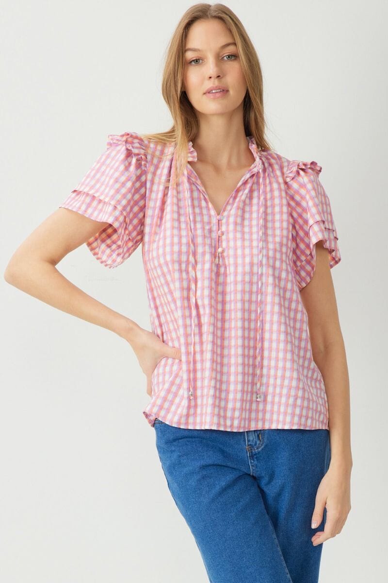 Pastel Plaid Flutter Sleeve entro 