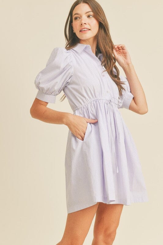 Pin Stripe Drawstring Waist Dress &merci 