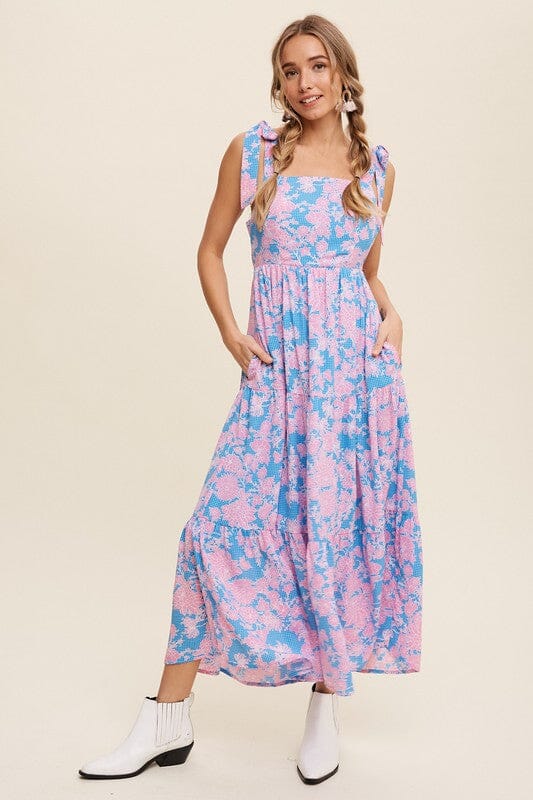 Pink and Blue Tie Shoulder Maxi listicle 