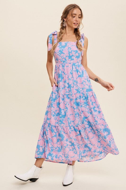 Pink and Blue Tie Shoulder Maxi listicle 