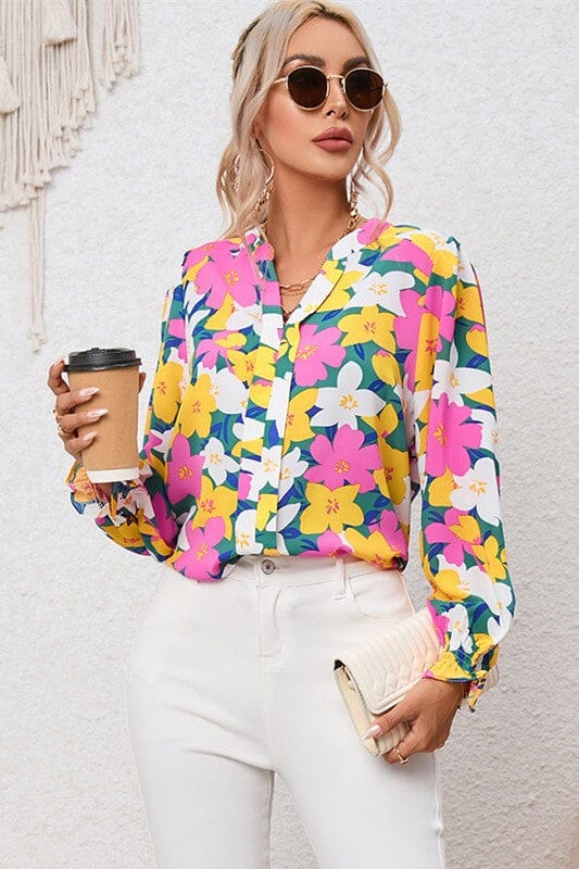 Pink and Gold Floral Top Kentce 