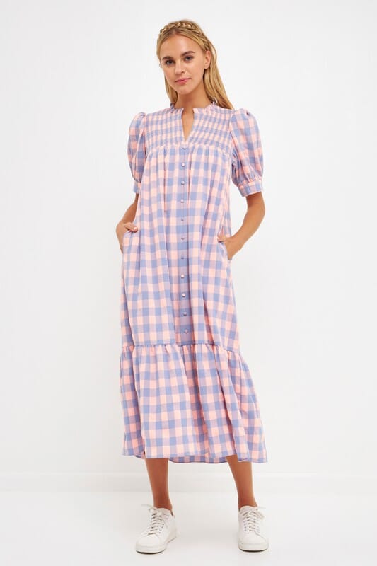 Pink and Lilac Gingham Midi English Factory 