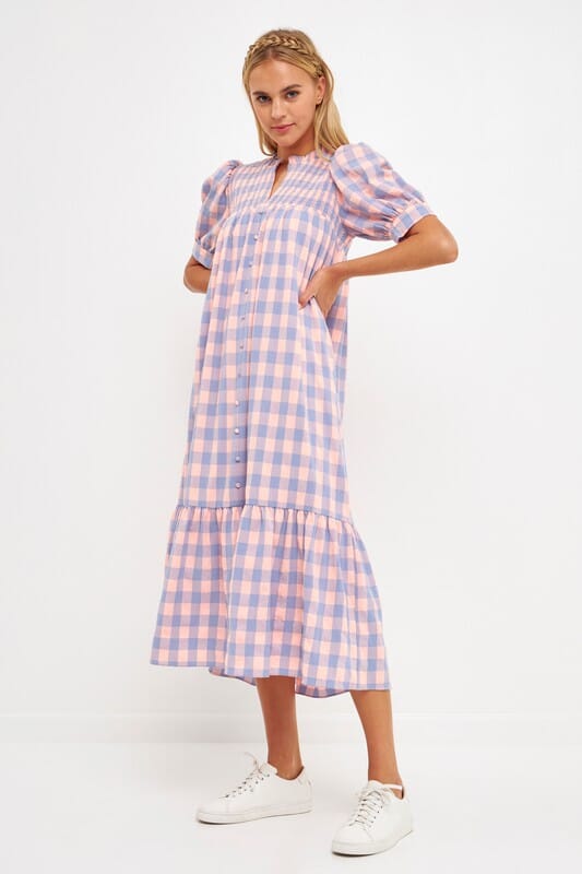 Pink and Lilac Gingham Midi English Factory 