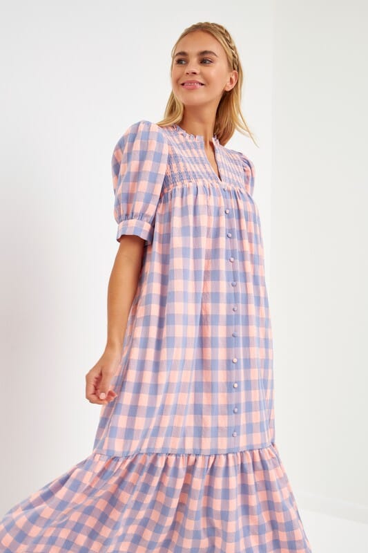 Pink and Lilac Gingham Midi English Factory 