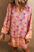Pink and Orange Boho LS Shift Dress Shiying 