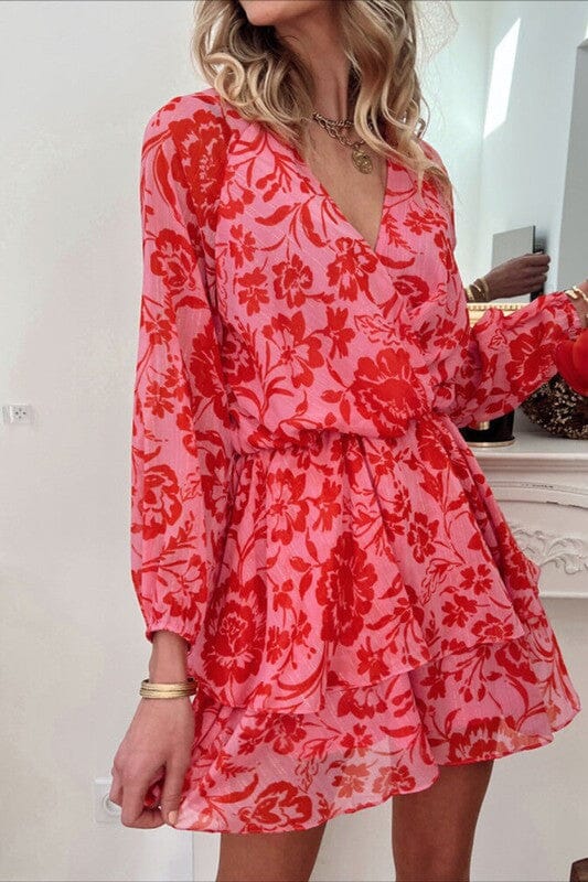 Pink and Red Floral Dress pretty bash 