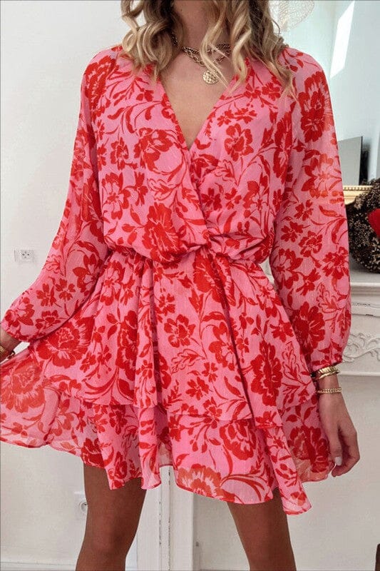 Pink and Red Floral Dress pretty bash 