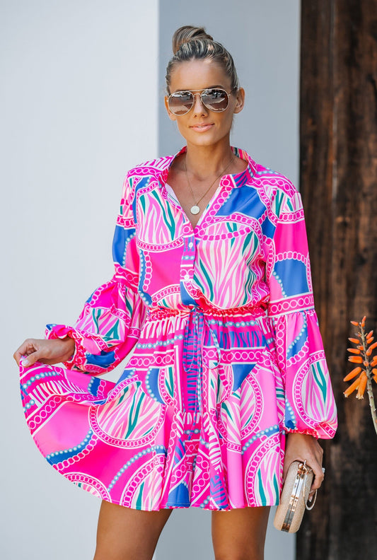 Pink Balloon Sleeve Dress lavender J 
