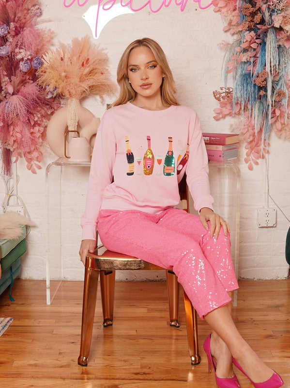 Pink Champagne Bottle Sweatshirt why dress 