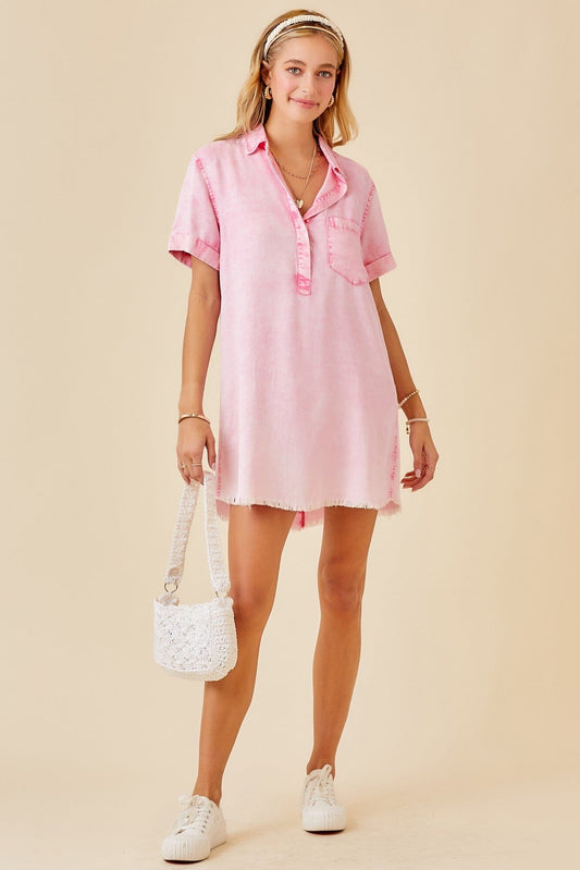 Pink Denim Washed Dress day + moon 