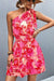 Pink Floral One-Shoulder Smocked Waist Dress Esley 