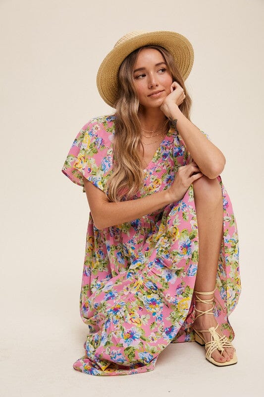 Pink Floral Smocked Bodice Maxi listicle 