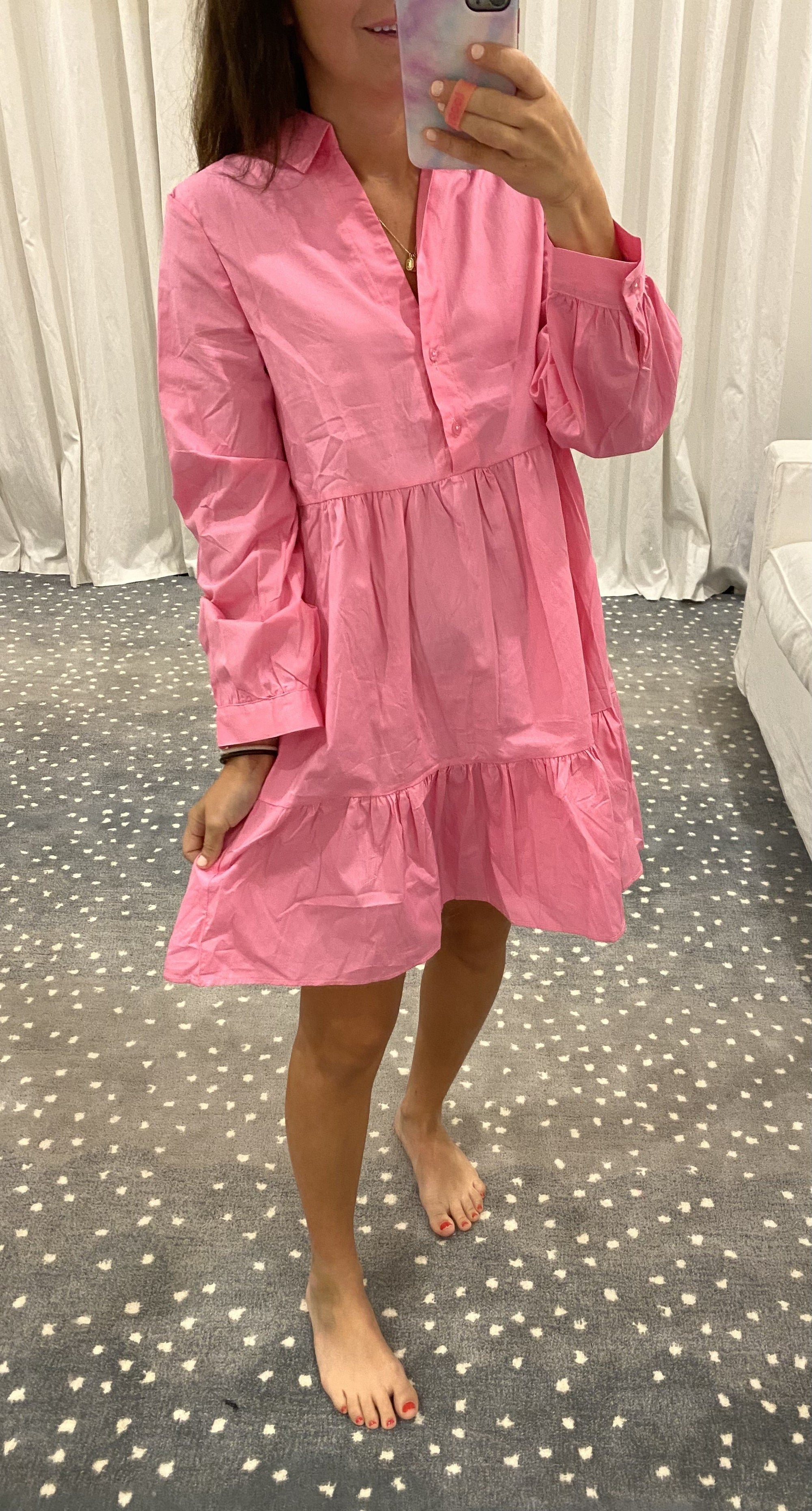 Pink Poplin Dress pink ripple 