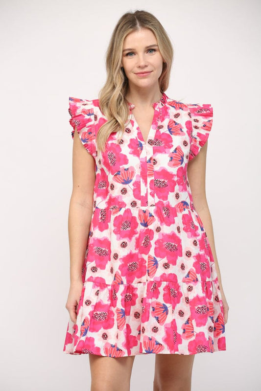 Pink Poppy Split Neck Dress Fate 