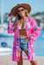 Pink Printed Open Kimono Coverup lavender J 