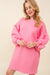 Pink Quilted Oversized Puff Sleeve Dress Main Strip 