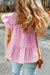 Pink Seersucker Tiered Top Kentce 