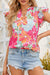 Pink Tropic Flutter Sleeve Top Kentce 