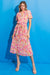 Pink Tropical Floral Dress with Pleated Skirt Flying tomato 