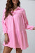 Pink Turn-down Gauze Bubble Sleeve Dress Kentce 