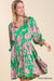 Pink/Green Tropical Print Dress Style U 