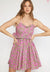 Pink/Purple Print Spaghetti Strap Sweetheart Dress entro 