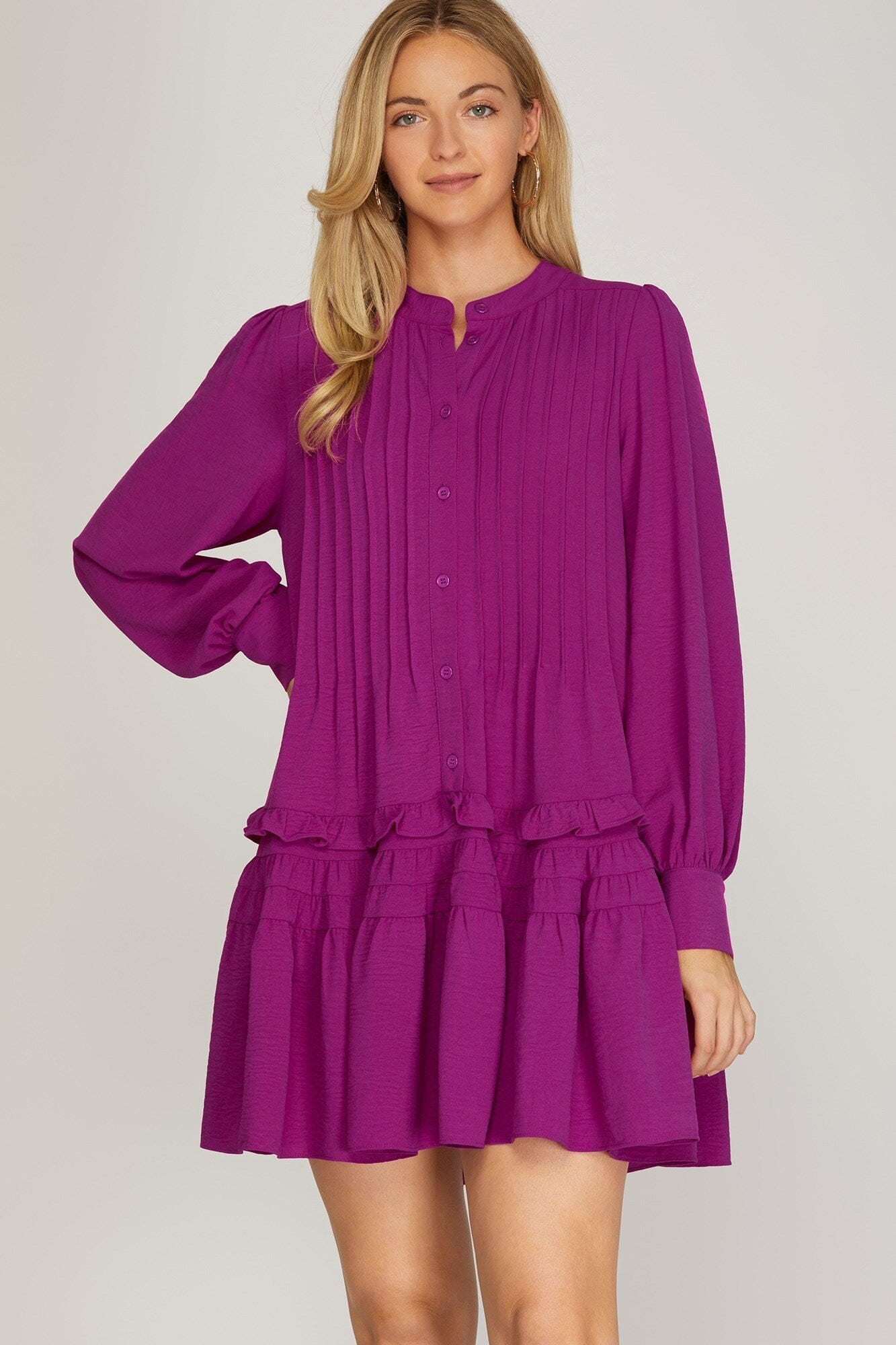 Pintuck Dropwaist LS Dress she + sky 