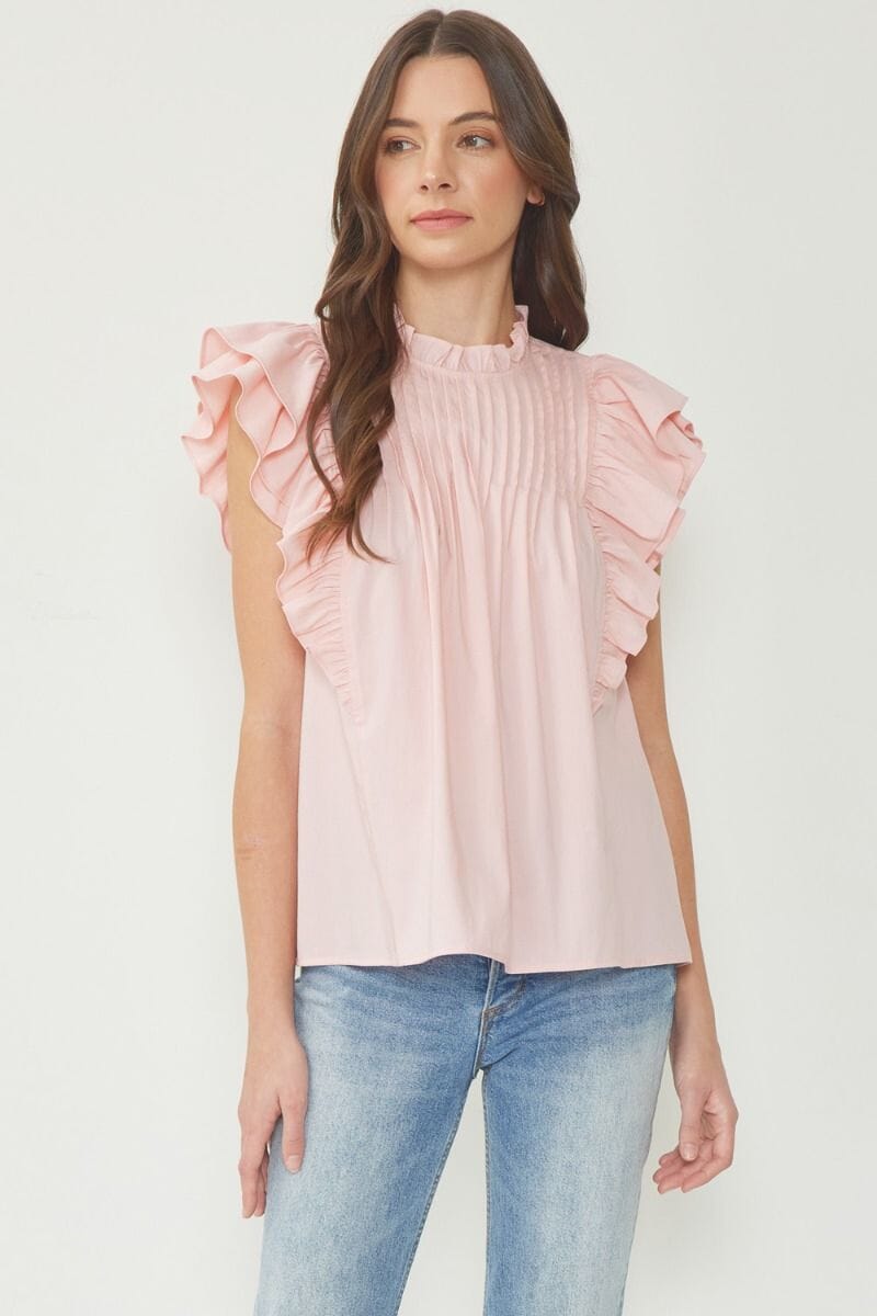 Pintuck Flutter Sleeve Top entro 