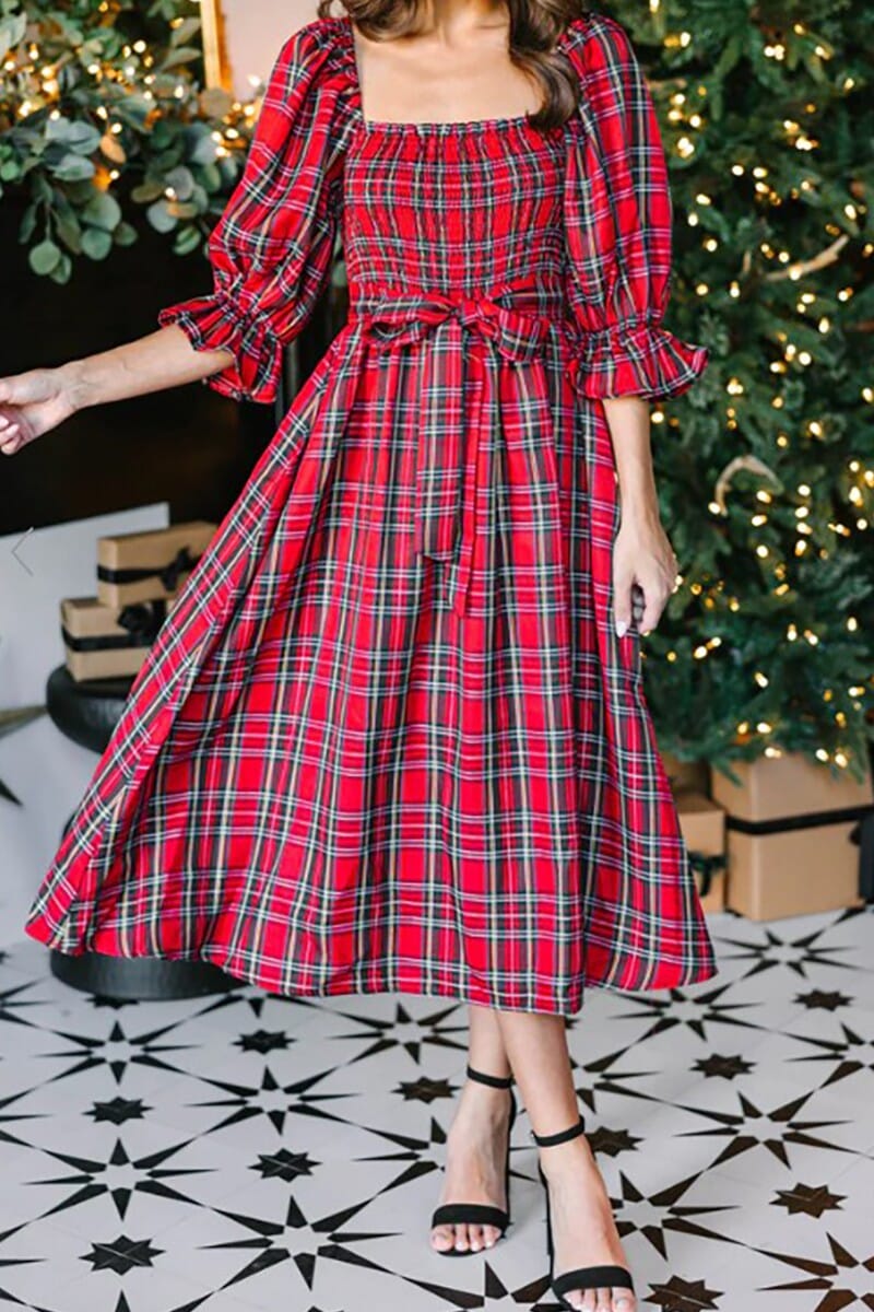 Plaid Midi Dress cezele 