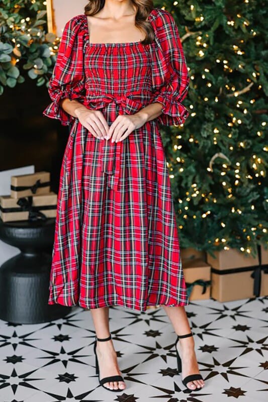 Plaid Midi Dress cezele 