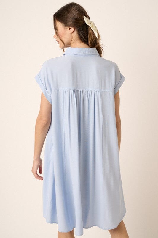 Pleated Back Swing Shirt Dress Mittoshop 