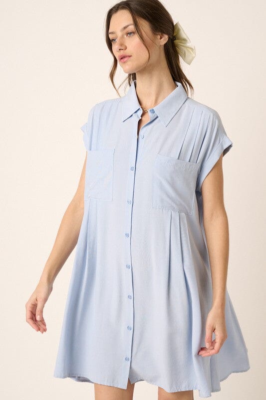 Pleated Back Swing Shirt Dress Mittoshop 