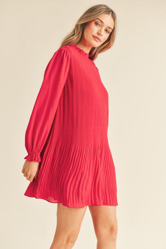 fitted lace wedding dress Casual Ribbed Knit Long Sleeve Swing Dress Burgundy / L main image 1