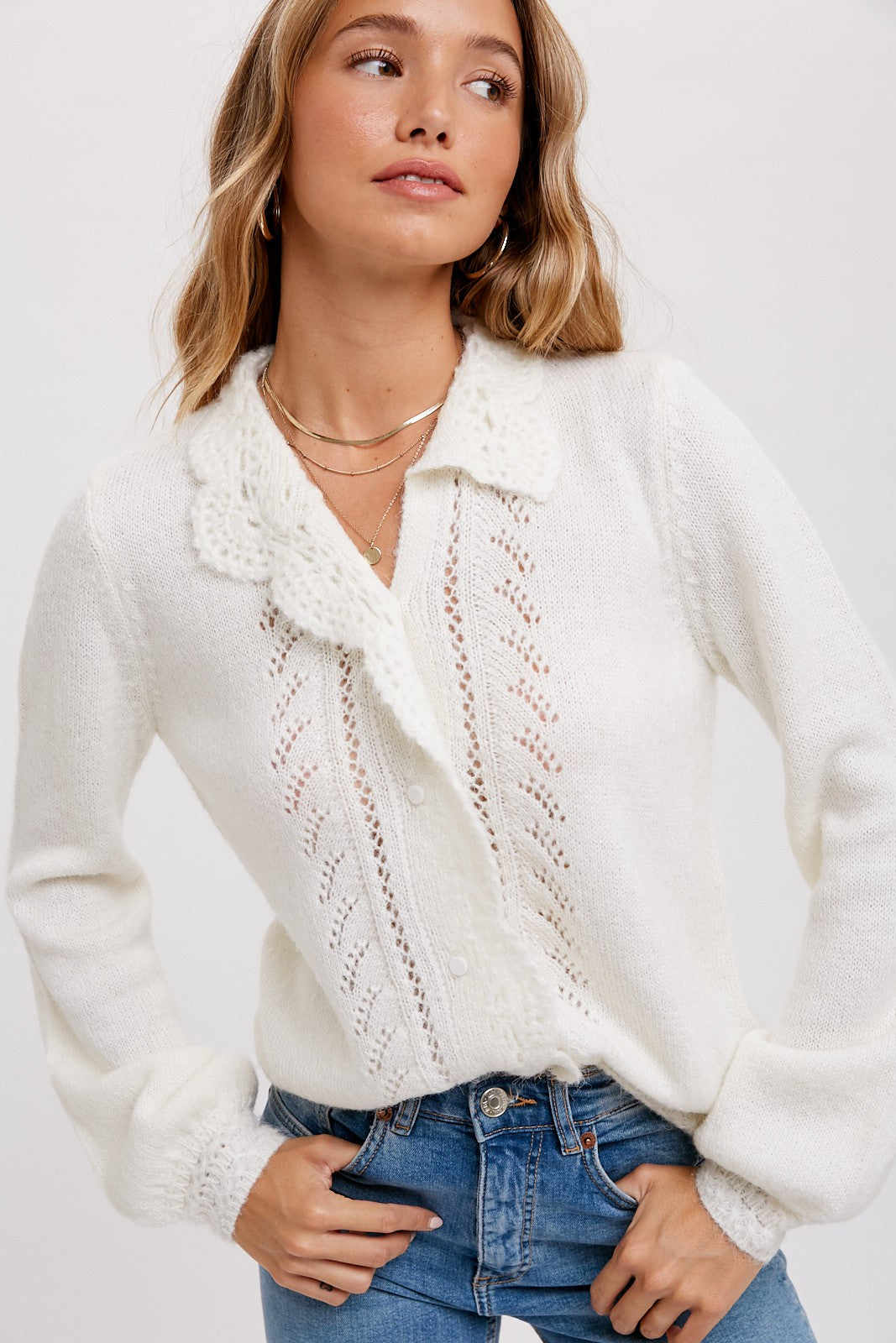 Pointelle Sweater Top Bluivy 