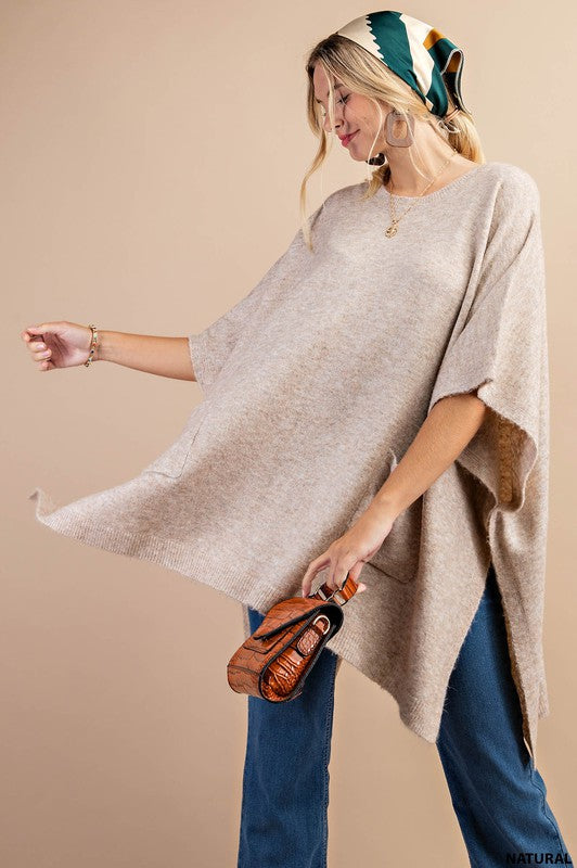 Poncho Sweater w/ Pockets kori america 