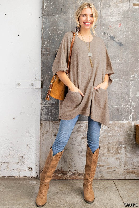 Poncho Sweater w/ Pockets kori america 